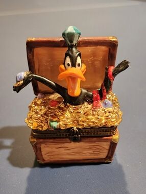 1995 Daffy Duck Porcelain Treasure Chest Trinket Box #75/500